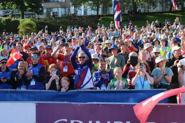 A shot of the crowd from Day 1 of WOC 2024